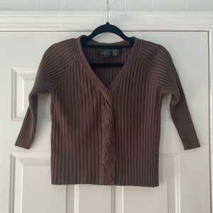 Brown Ribbed Women's Sweater. Size L